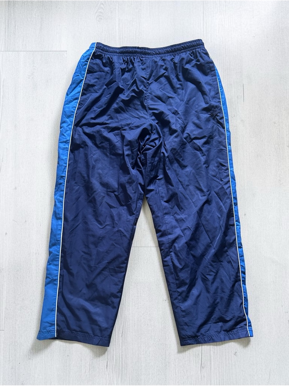 Navy Blue Men's Athletic Track Pants with Light Blue Side Stripe